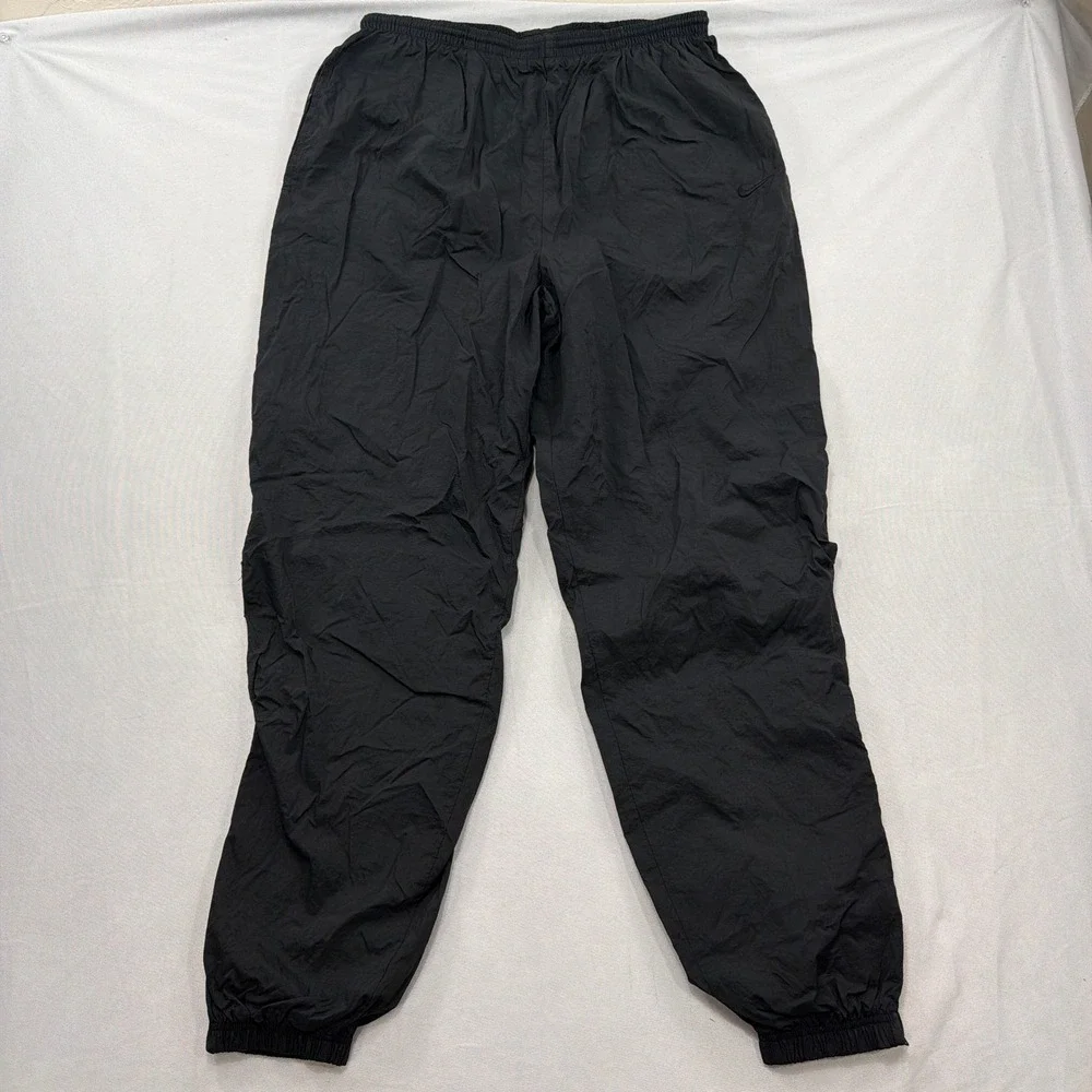 Nike Track Pants Vintage Windbreaker Nylon Lined Zipper Cuff Black Mens Large